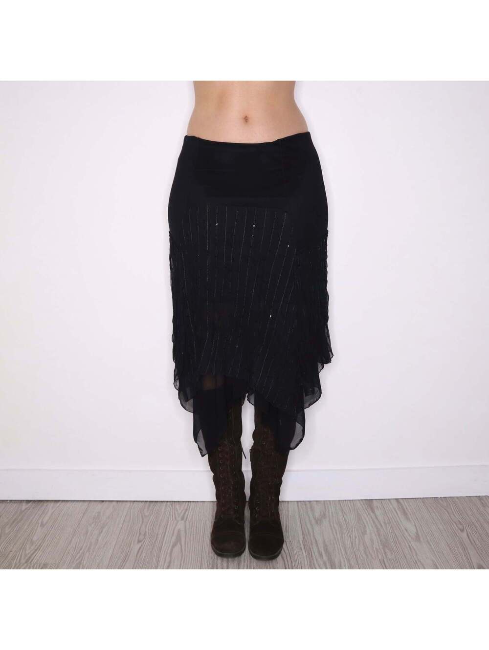 Y2K Italian Brand Black Mesh Sequin Fairy Skirt (S/M)
